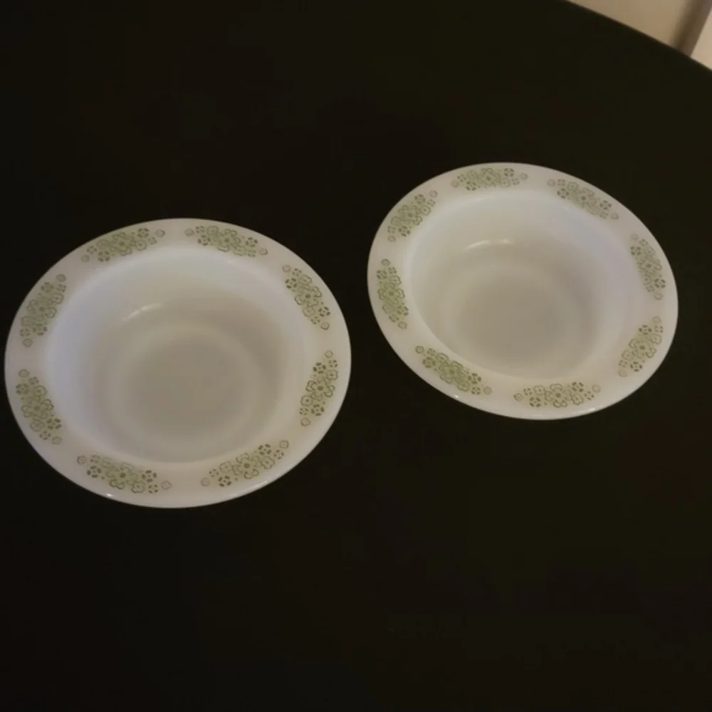 Anchor Hocking‎ #1073 Springwood Green Wide Rim Bowls